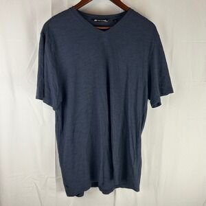 Travis‎ Mathew Mens XL Athletic Navy Blue Striped VNeck Pima Cotton Blend TShirt